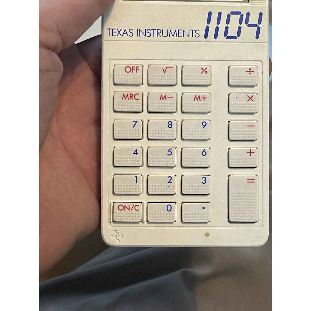Texas Instruments 1104 Calculator Retro Vintage 80s  white untested